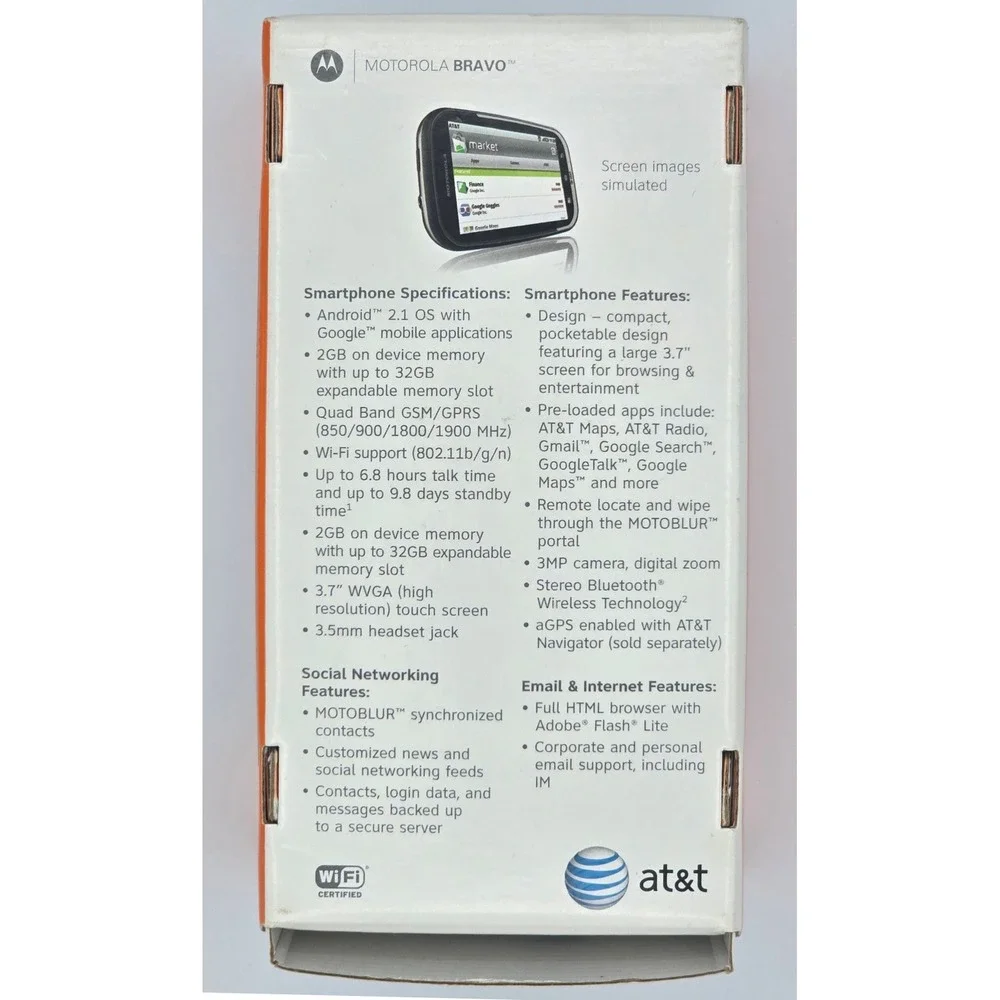 Rare Vintage Motorola Bravo MB520 AT&T Android 2.1 MOTOBLUR New Open Box NOS